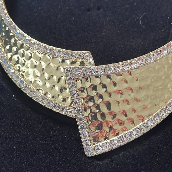 Fashion Gold Tone Necklace with CZ accents 16 inch collar - Picture 2 of 4